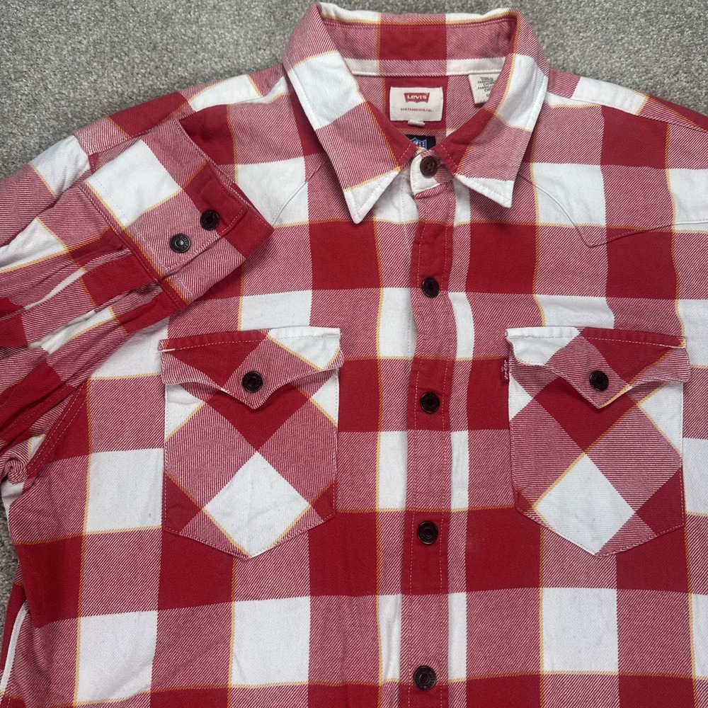 Levi's NFL Kansas City Chiefs Snap Buffalo Plaid Long Sleeve Flannel Shirt Small